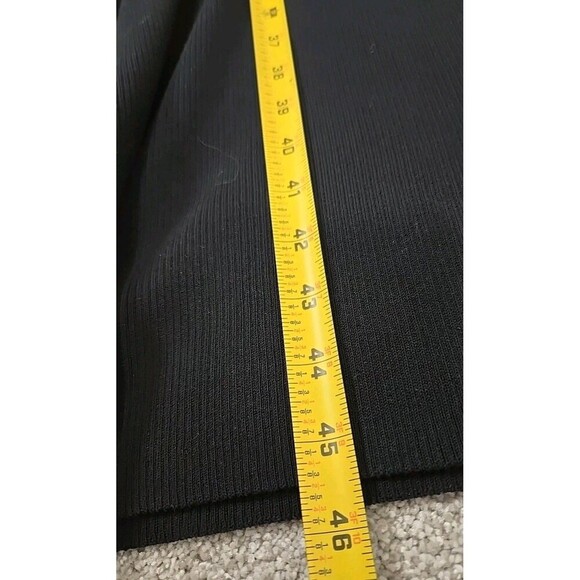 REBECCA TAYLOR Ribbed Knit V-Neck Puff Sleeves Midi Dress Stretch Black Size S - Picture 12 of 13